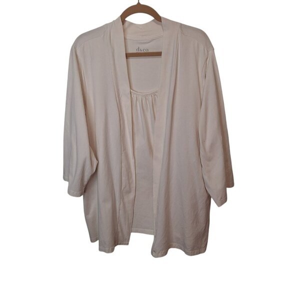 Denim & Co Womens 3/4 Sleeve Duet Cardigan with Inset Tank Size 3X Ivory A226265 - Picture 1 of 9